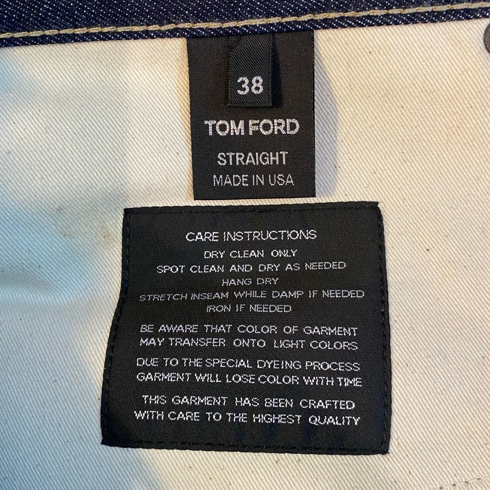 TOM FORD Men's Dark Blue Straight Leg Jeans, Size 38 x 30 - Picture 7 of 8